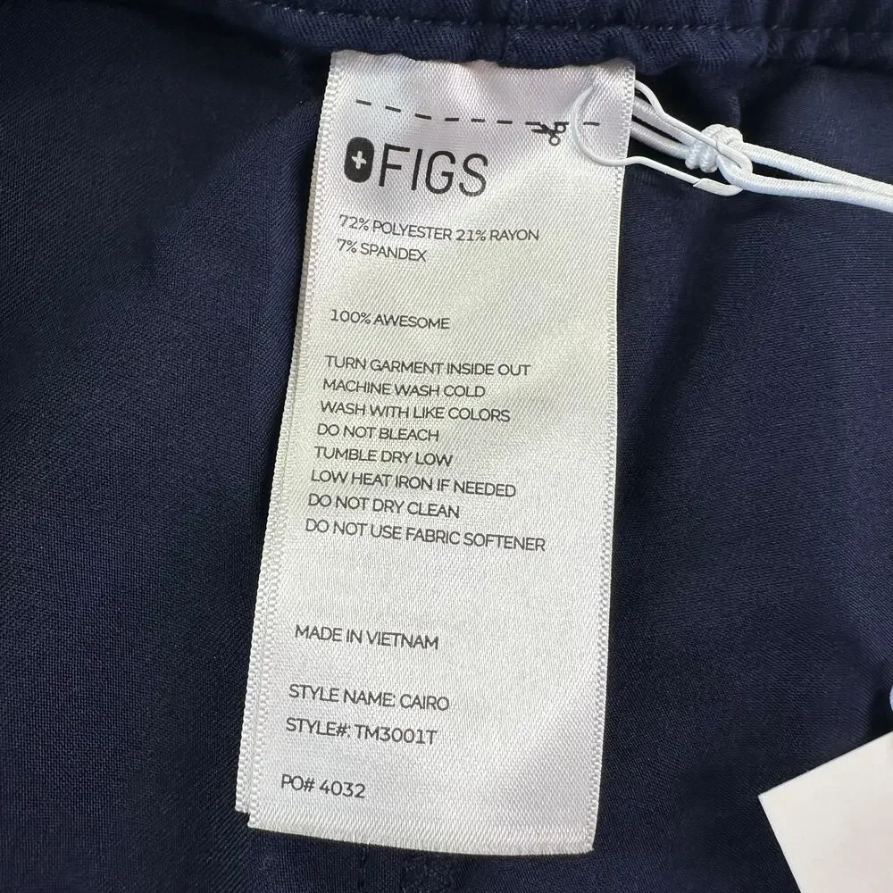 Figs Cairo Cargo Scrub Pants Mens XXL Tall Navy Blue Medical Pockets Drawstring